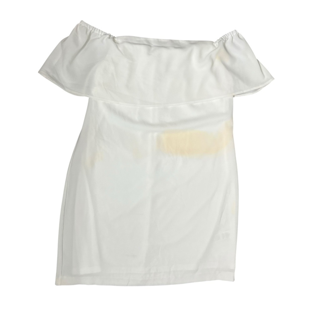 Charles Henry Off-Shoulder Off-White Mini Dress